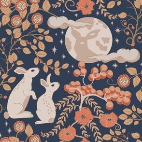 Bunny Rabbit in the Moon - Blush Lunar Rabbit - Large Scale