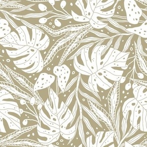 Tropical leaves in khaki