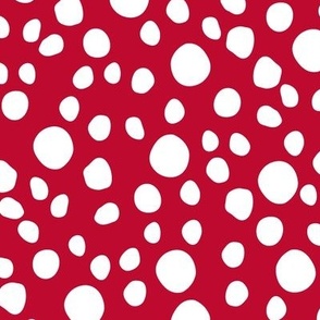 Large Snowy Days-red background with white spots