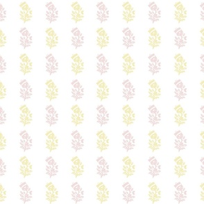 Pink and Yellow Block Print Inspired Floral