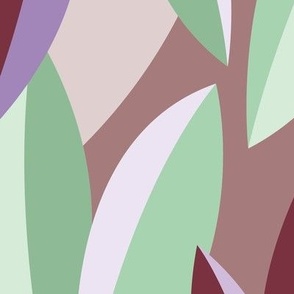 Colorful retro abstract leaves - tropical lush garden theme mid-century style red mint green lilac burgundy LARGE