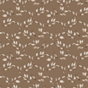 Tonal Sepia Tint Scallop Leaf Pattern // Medium Scale Fabric 