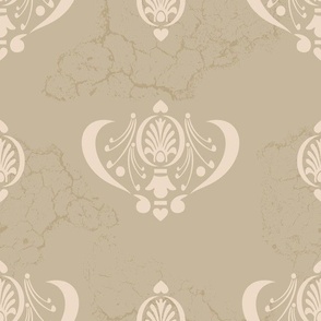Stenciled Ornament on Plaster in Beige on Clay Paducaru