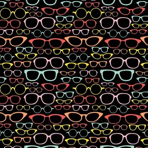 Glasses - Bright Sherbet Multi on Black - MEDIUM