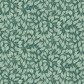 Sakura - Forest Floor - Leaves -   Matisse Inspired - Matcha on Emerald Green - SMALL