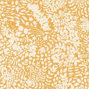 Wildflower Texture on Vintage Sunny Yellow - Modern Farmhouse / Large