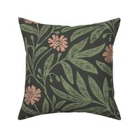 dark modern moody victorian floral_green and peach pink