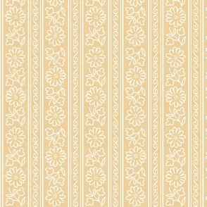 Floral Stripe Peach Yellow Natural White