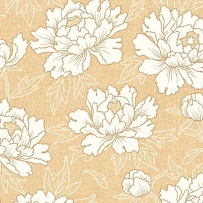 Peony Floral Peach Yellow Natural White 