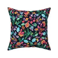 Chinoiserie floral watercolor - Multicolor Black - Small - Chinoiserie Floral