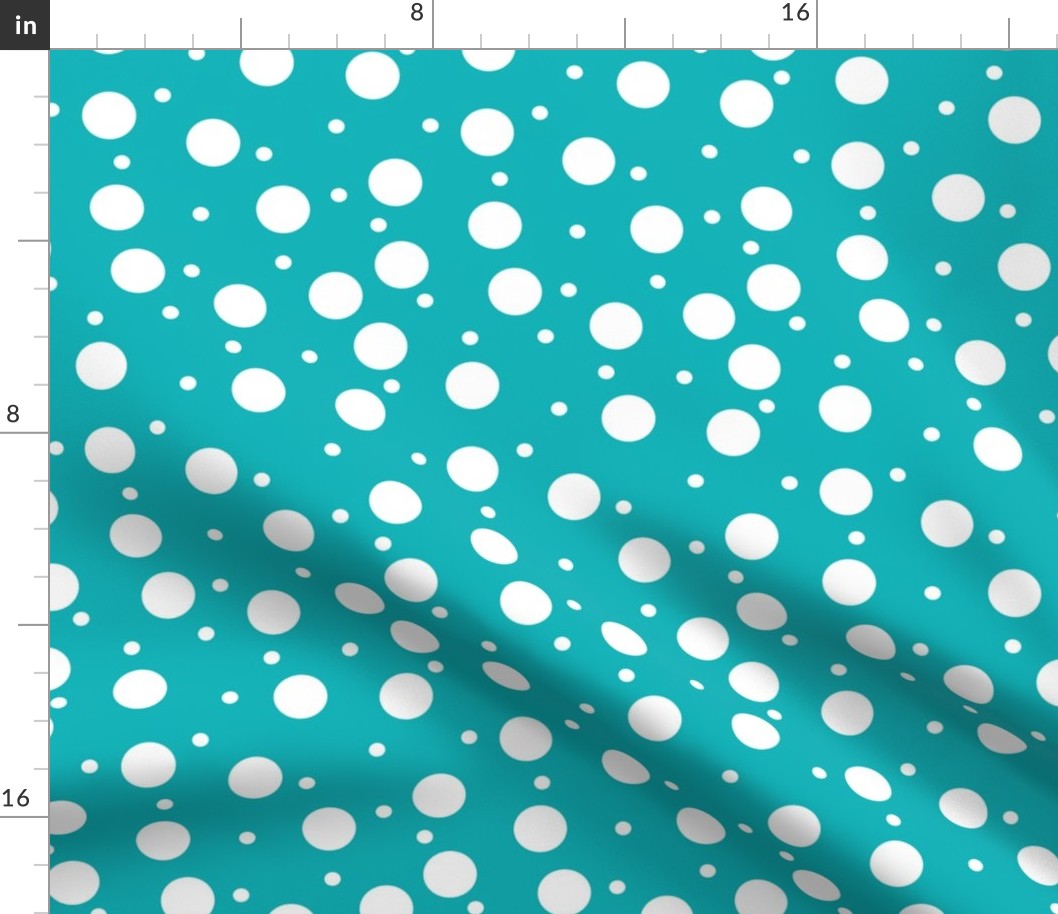 white dots on teal