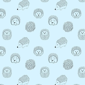 Hedgehog Doodle Pattern - Blue