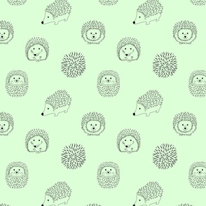 Hedgehog Doodle Pattern - Green