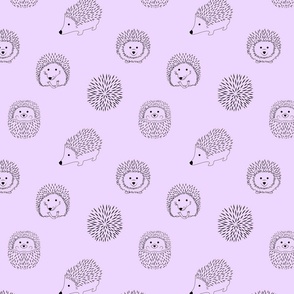 Hedgehog Doodle Pattern - Purple