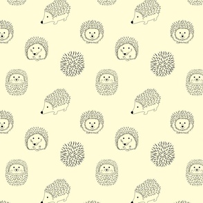 Hedgehog Doodle Pattern - Yellow