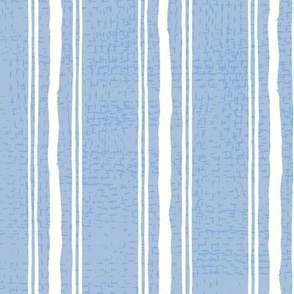 Rough Textural Stripe (Medium) - Sky Blue and Neutral White  (TBS102)