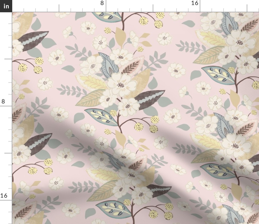 Fiona Floral Bouquet_Butter and Piglet, Pink yellow gray floral