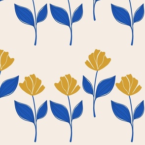 Coastal Florals Capri Blue Wallpaper