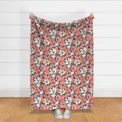 Vintage Abstract Floral Pink Orange