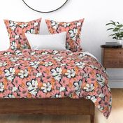 Vintage Abstract Floral Pink Orange