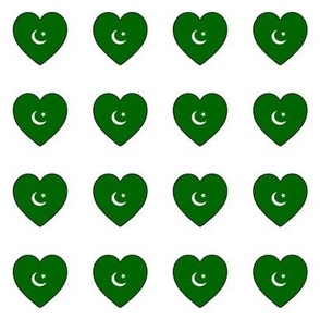 Pakistan flag hearts on white 