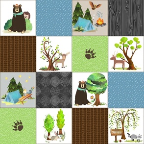 Big Bear Camp Patchwork Quilt // Kids Outdoor Camping Blanket Fabric (quilt A)