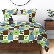 Big Bear Camp Patchwork Quilt // Kids Outdoor Camping Blanket Fabric (quilt A) ROTATED