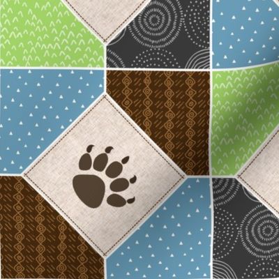 Big Bear Paw Patchwork (quilt A) Kids Camp Blanket