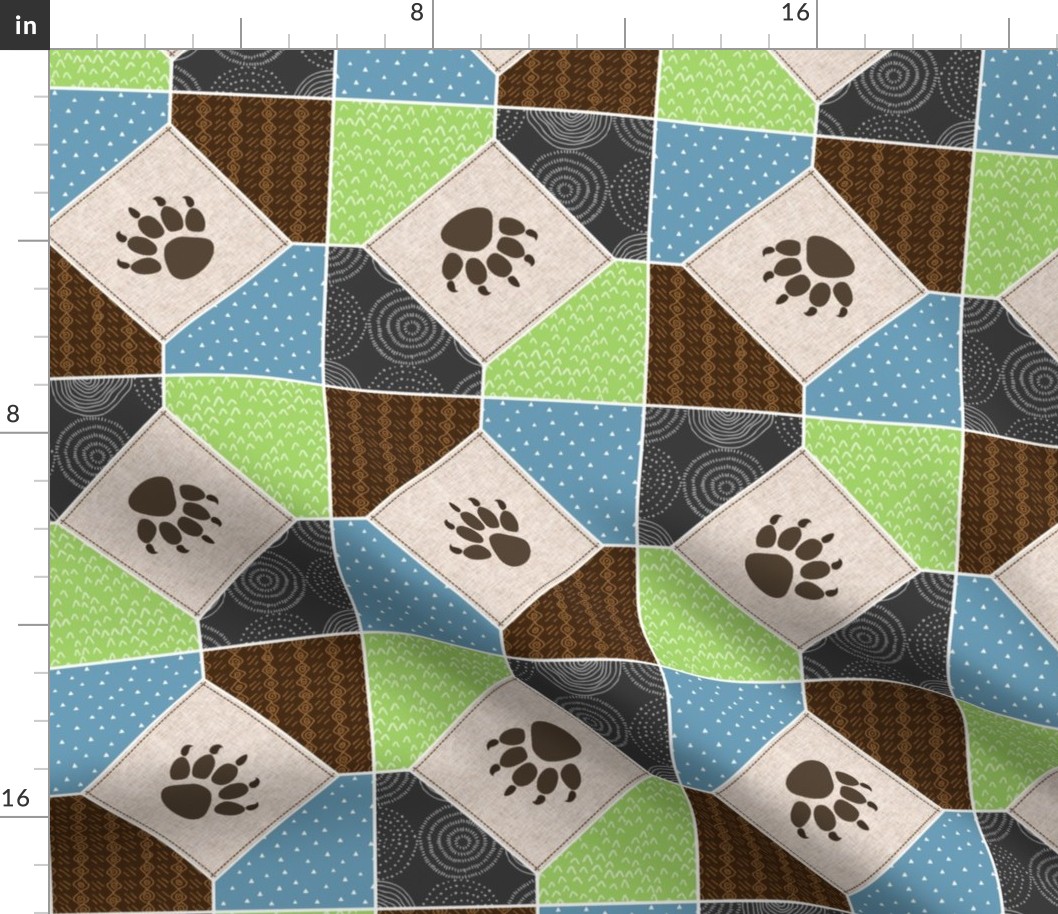 Big Bear Paw Patchwork (quilt A) Kids Camp Blanket