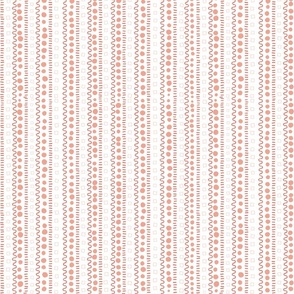 Whimsical stripes- dots and squares, coral and white scale
