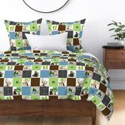 4 1/2" Big Bear Camp Patchwork Quilt // Kids Outdoor Camping Blanket Fabric (quilt A)