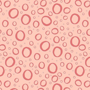 Bubbles Warm Red Circles over Light Warm Pink 