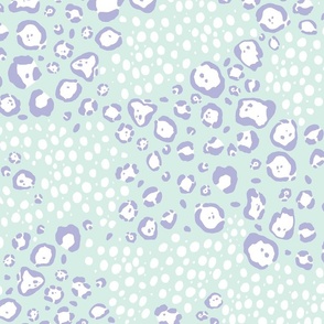 Big Cats Prints Jaguar and Cheetah in Pastel Blue, Purple and White