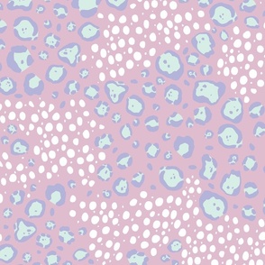 Big Cats Prints Jaguar and Cheetah In Pastel Pink, Blue, Purple and White