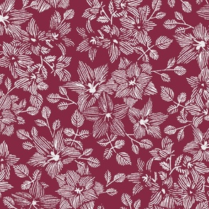 Britta Ditsy Floral - Wine Red Large