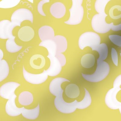 Modern Floral Butter and Piglet on Yellow