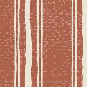 Rough Textural Stripe (Large) - Panna Cotta Cream on Amaro Rust  (TBS102)