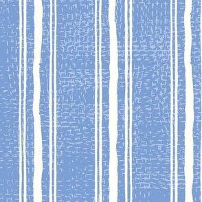 Rough Textural Stripe (Medium) - White on Cornflower Blue  (TBS102)