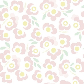 Modern Floral Butter and Piglet on White