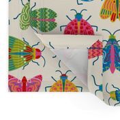 Night Nature - Wonderful Winged Insects - Cute Hand Drawn Bugs - White