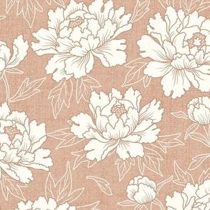 Peony Floral Light Terracotta Natural White
