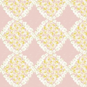 Pastel Watercolor Floral, Pink, White flowers, geometric