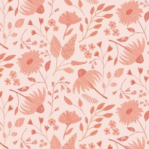 Summer meadow- blush, coral, large scale