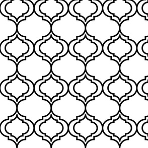 Moroccan Trellis in Black and White  on White Background