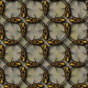 Olive Geometric Boxelder Bugs Grid - Light Background