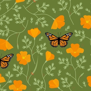 Lift California Poppies & Monarchs - Green