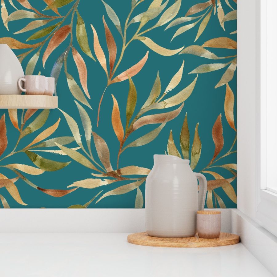 Watercolor Eucalyptus on Benjamin Moore Wallpaper | Spoonflower