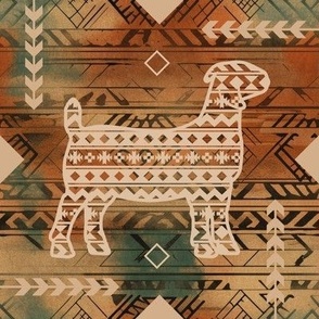 Boer Goat - Aztec - Southwestern Native American Pattern - Browns and Tan