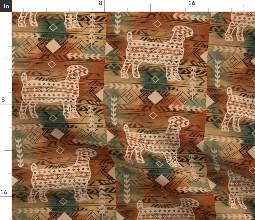 Boer Goat - Aztec - Southwestern Native American Pattern - Browns and Tan