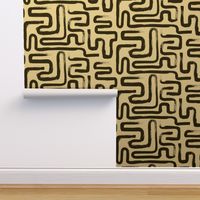 Tribal Abstract Maze Monochrome Half-Drop (Large) 